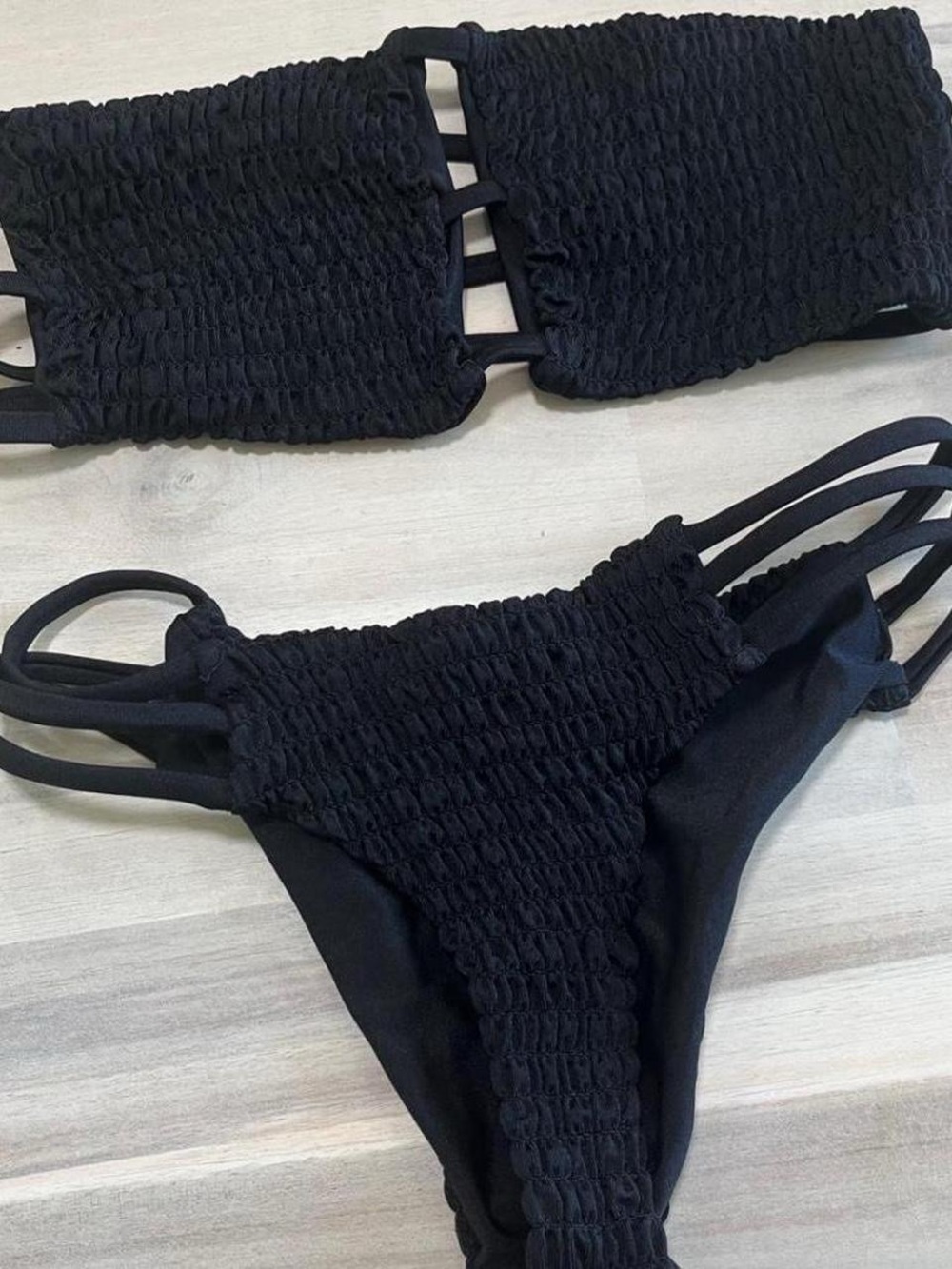 Indah Black Strappy Cutout Bandeau Bikini - Picture 4 of 6